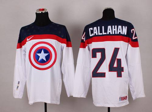 2015 Men's Team USA #24 Ryan Callahan Captain America Fashion White Jersey