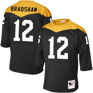 Men's Pittsburgh Steelers #12 Terry Bradshaw Black 1967 Home Throwback NFL Jersey