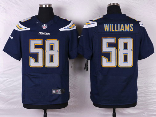 Men's San Diego Chargers #58 Tourek Williams Navy Blue Team Color NFL Nike Elite Jersey