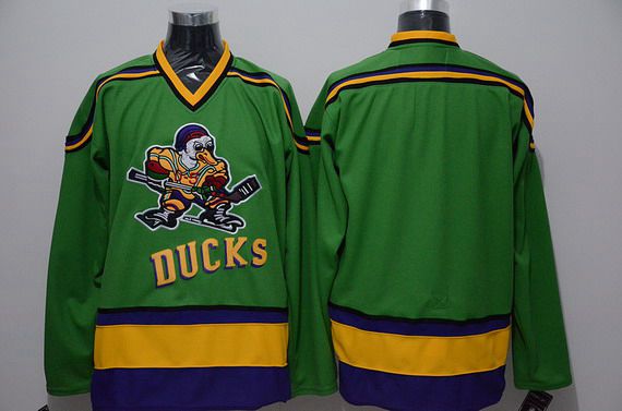 Men's Mighty Ducks Of Anaheim Blank 1991-92 Green CCM Vintage Throwback Jersey