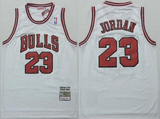 Men's Chicago Bulls #23 Michael Jordan 1997-98 White Hardwood Classics Soul Swingman Throwback Jersey