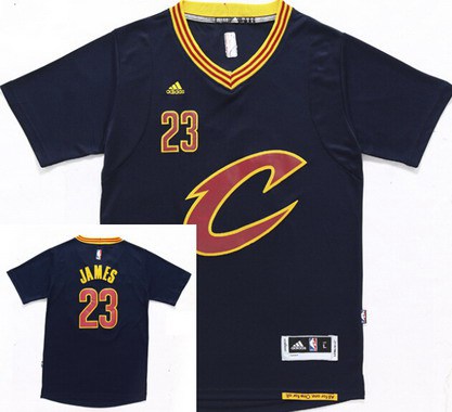 Men's Cleveland Cavaliers #23 LeBron James Revolution 30 Swingman 2015-16 New Navy Blue Short-Sleeved Jersey