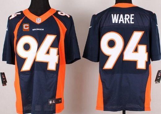 Men's Denver Broncos #94 DeMarcus Ware Navy Blue Alternate C Patch NFL Nike Elite Jersey