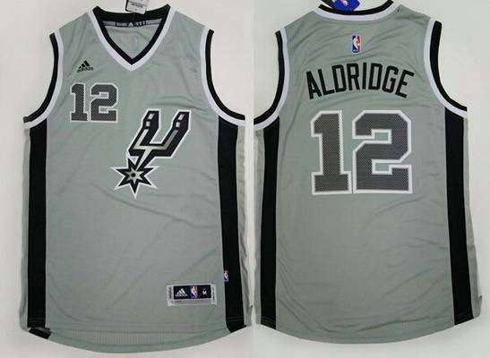 Men's San Antonio Spurs #12 LaMarcus Aldridge Revolution 30 Swingman 2015 New Gray Jersey