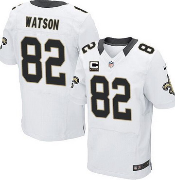 Men's New Orleans Saints #82 Benjamin Watson White Road C Patch NFL Nike Elite Jersey