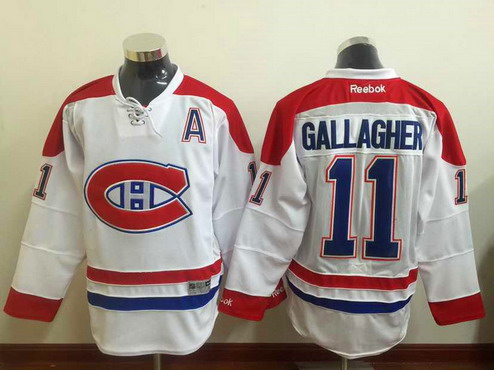 Men's Montreal Canadiens #11 Brendan Gallagher Reebok White 2015-16 Away Premier NHL Jersey