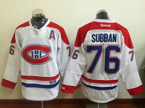 Men's Montreal Canadiens #76 P.K. Subban Reebok White 2015-16 Away Premier NHL Jersey