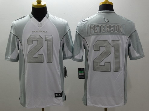 Men's Arizona Cardinals #21 Patrick Peterson White Platinum NFL Nike Limited Jersey