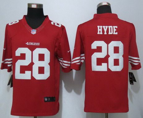 Men's San Francisco 49ers #28 Carlos Hyde Scarlet Red Team Color NFL Nike Limited Jersey