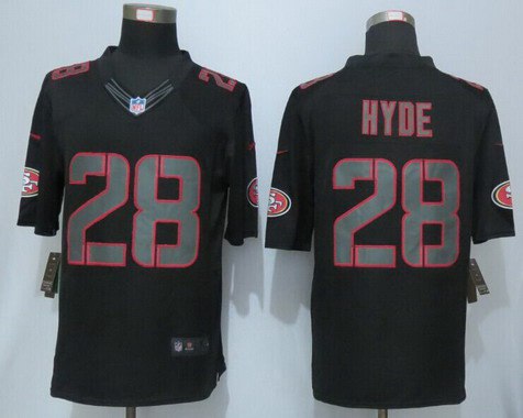 Men's San Francisco 49ers #28 Carlos Hyde Black Impact NFL Nike Limited Jersey