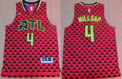 Men's Atlanta Hawks #4 Paul Millsap Revolution 30 Swingman 2015-16 New Red Jersey