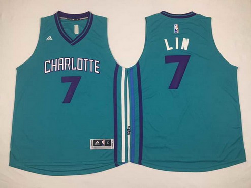 Men's Charlotte Hornets #7 Jeremy Lin Revolution 30 Swingman 2015 New Teal Green Jersey