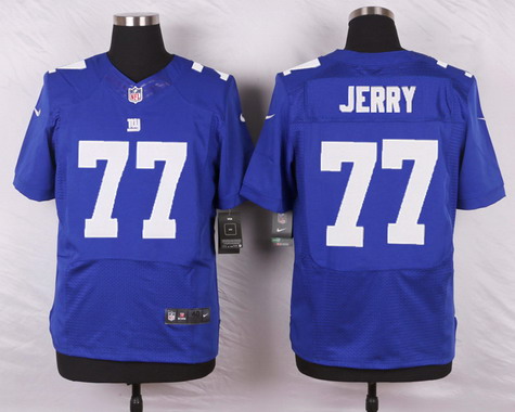 Men's New York Giants #77 John Jerry Royal Blue Team Color NFL Nike Elite Jersey