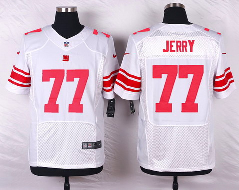 Men's New York Giants #77 John Jerry White Road NFL Nike Elite Jersey