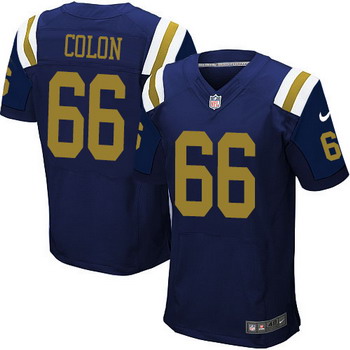 Men's New York Jets #66 Willie Colon Navy Blue Alternate NFL Nike Elite Jersey