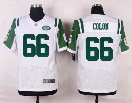 Men's New York Jets #66 Willie Colon White Road NFL Nike Elite Jersey