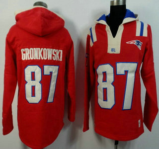 Men's New England Patriots #87 Rob Gronkowski Red Alternate 2015 NFL Hoody