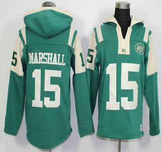 Men's New York Jets #15 Brandon Marshall Green Team Color 2015 NFL Hoodie