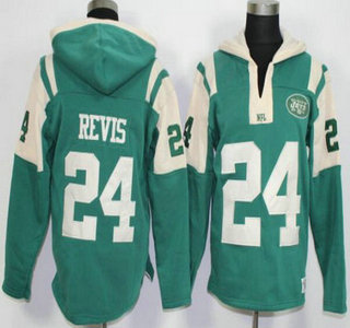 Men's New York Jets #24 Darrelle Revis Green Team Color 2015 NFL Hoodie