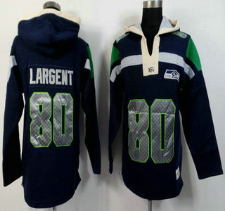 Men's Seattle Seahawks #80 Steve Largent Navy Blue Team Color 2015 NFL Hoody