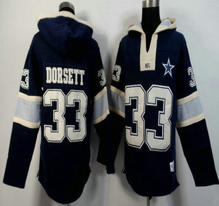 Men's Dallas Cowboys #33 Tony Dorsett Navy Blue Team Color 2015 NFL Hoody