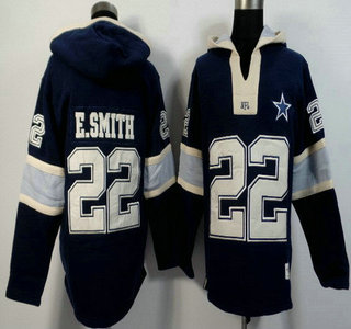 Men's Dallas Cowboys #22 Emmitt Smith Navy Blue Team Color 2015 NFL Hoody