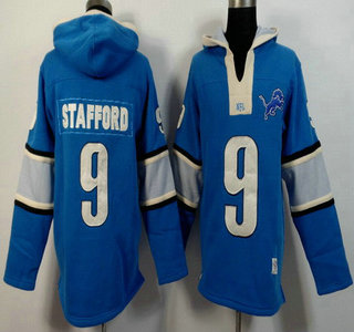 Men's Detroit Lions #9 Matthew Stafford Light Blue Team Color 2015 NFL Hoody