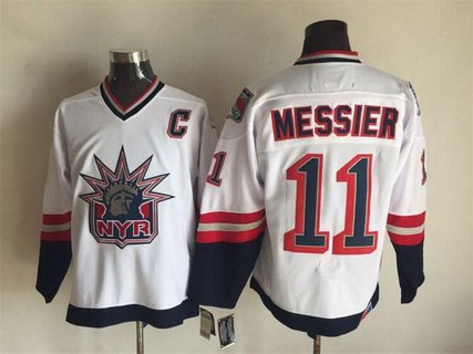 Men's New York Rangers #11 Mark Messier 1996-97 White CCM Vintage Throwback Jersey