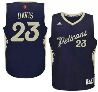 Men's New Orleans Pelicans #23 Anthony Davis Revolution 30 Swingman 2015 Christmas Day Navy Blue Jersey