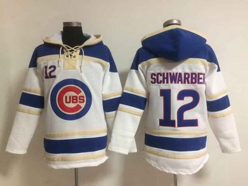 Men's Chicago Cubs #12 Kyle Schwarber Home White MLB Hoodie