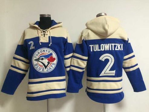 Men's Toronto Blue Jays #2 Troy Tulowitzki Alternate Blue MLB Hoodie