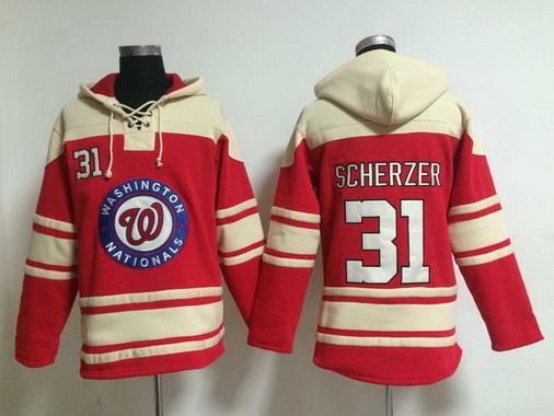 Men's Washington Nationals #31 Max Scherzer Home Red MLB Hoodie