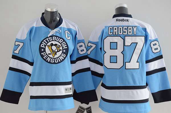 Youth Pittsburgh Penguins #87 Sidney Crosby Alternate Light Blue NHL Reebok Jersey