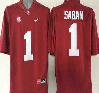 Alabama Crimson Tide #1 Nick Saban Red 2015 College Football Nike Limited Jersey