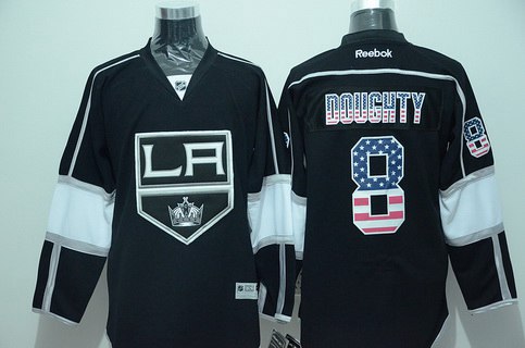 Los Angeles Kings #8 Drew Doughty Black USA Flag Hockey Jersey