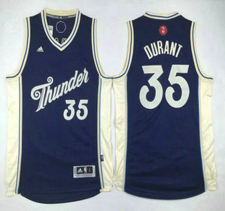 Oklahoma City Thunder #35 Kevin Durant Revolution 30 Swingman 2015 Christmas Day Navy Blue Jersey