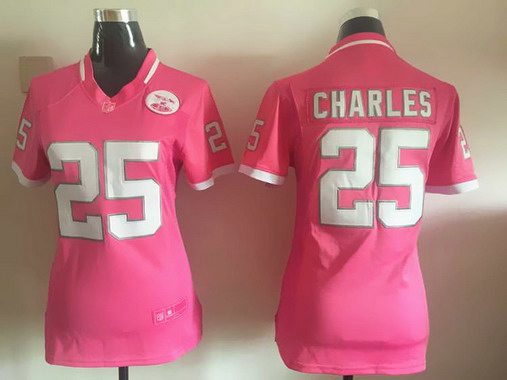 Women's Kansas City Chiefs #25 Jamaal Charles Pink Bubble Gum 2015 NFL Jersey