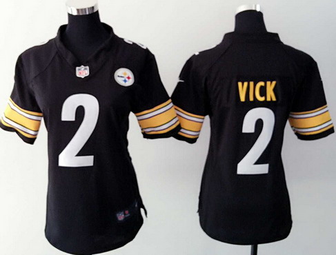 Women's Pittsburgh Steelers #2 Michael Vick Black Team Color NFL Nike Game Jersey