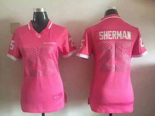 Women's Seattle Seahawks #25 Richard Sherman Pink Bubble Gum 2015 NFL Jersey