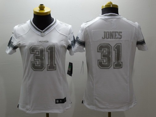 Women's Dallas Cowboys #31 Byron Jones White Platinum NFL Nike Limited Jersey