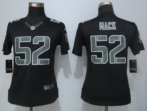 Women's Oakland Raiders #52 Khalil Mack Black Impact NFL Nike Limited Jersey