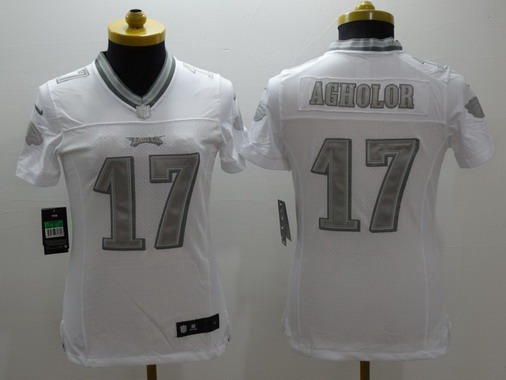 Women's Philadelphia Eagles #17 Nelson Agholor White Platinum NFL Nike Limited Jersey