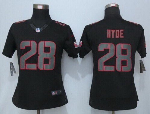 Women's San Francisco 49ers #28 Carlos Hyde Black Impact NFL Nike Limited Jersey