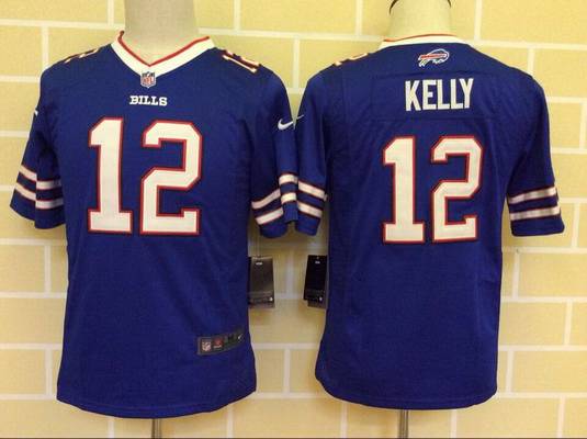 Youth Buffalo Bills #12 Jim Kelly Home Royal Blue Team Color 2013 NFL Nike Game Jersey