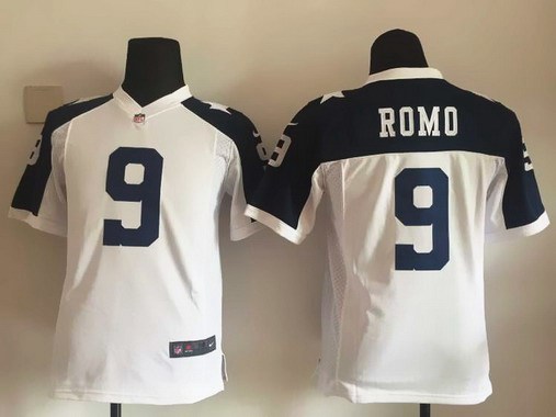 Youth Dallas Cowboys #9 Tony Romo White Thanksgiving Alternate NFL Nike Game Jersey