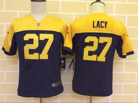 Youth Green Bay Packers #27 Eddie Lacy Navy Blue Gold Alternate NFL Nike Game Jersey