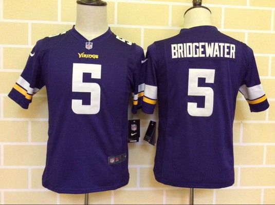 Youth Minnesota Vikings #5 Teddy Bridgewater Purple Team Color NFL Nike Game Jersey