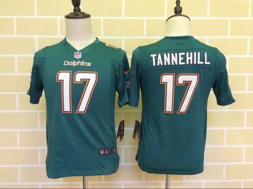 Youth Miami Dolphins #17 Ryan Tannehill Aqua Green Team Color NFL Nike Game Jersey