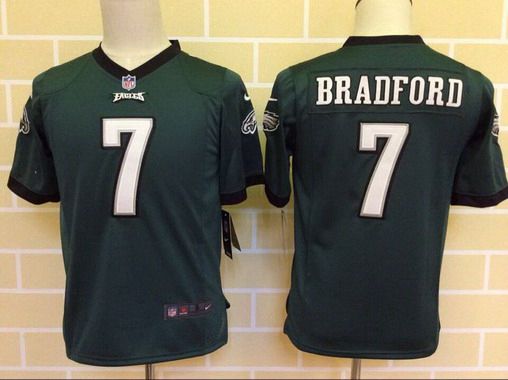 Youth Philadelphia Eagles #7 Sam Bradford Midnight Green Team Color NFL Nike Game Jersey