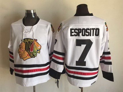 Men's Chicago Blackhawks #7 Tony Esposito 1999 White CCM Vintage Throwback Jersey